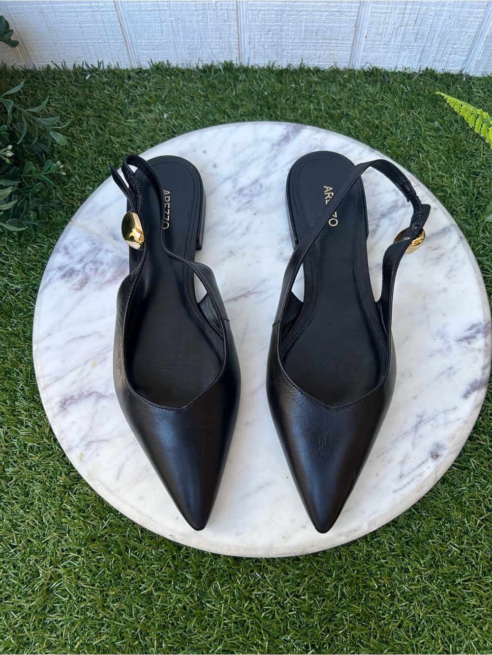 Arezzo Farrah Ballet Leather Flat in Black women size 8 gently used - Picture 13 of 16
